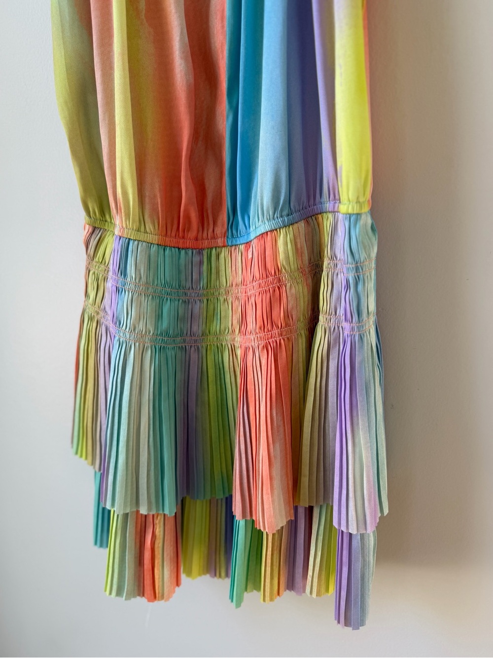 Current Air Cara Pleated Mini Dress Pastel Rainbow Colorful Size Medium Swing - Picture 10 of 16